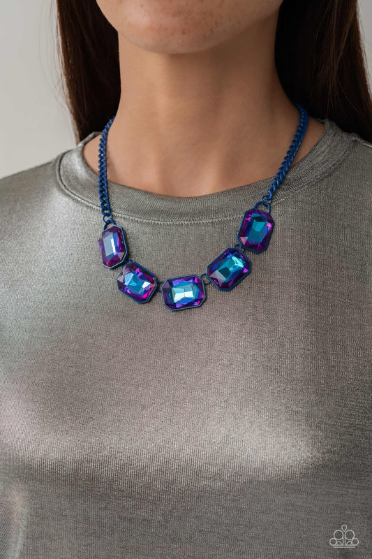 Paparazzi Accessories - Emerald City Couture - Blue Necklace Life Of The Party June 2023
