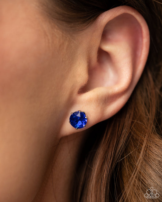 <p>A sparkling sapphire rhinestone is nestled inside a classic silver frame for a beautiful birthstone-inspired display. Earring attaches to a standard post fitting.</p> <p><i> Sold as one pair of post earrings.</i></p>