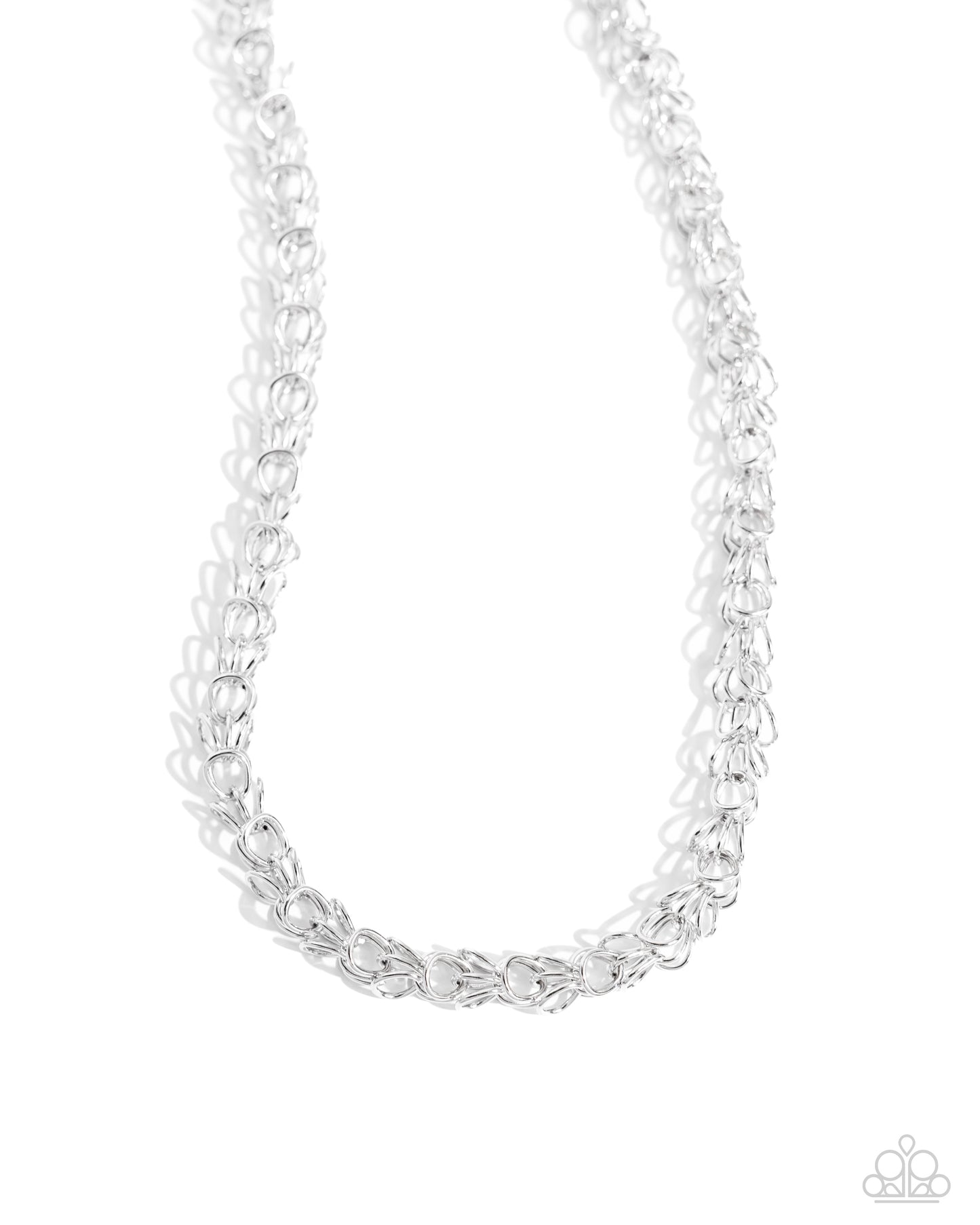 <p>An airy, abstract silver chain loops below the neckline for a simply, streamlined statement. Features an adjustable clasp closure.</p> <p><i> Sold as one individual necklace. Includes one pair of matching earrings.</i></p>