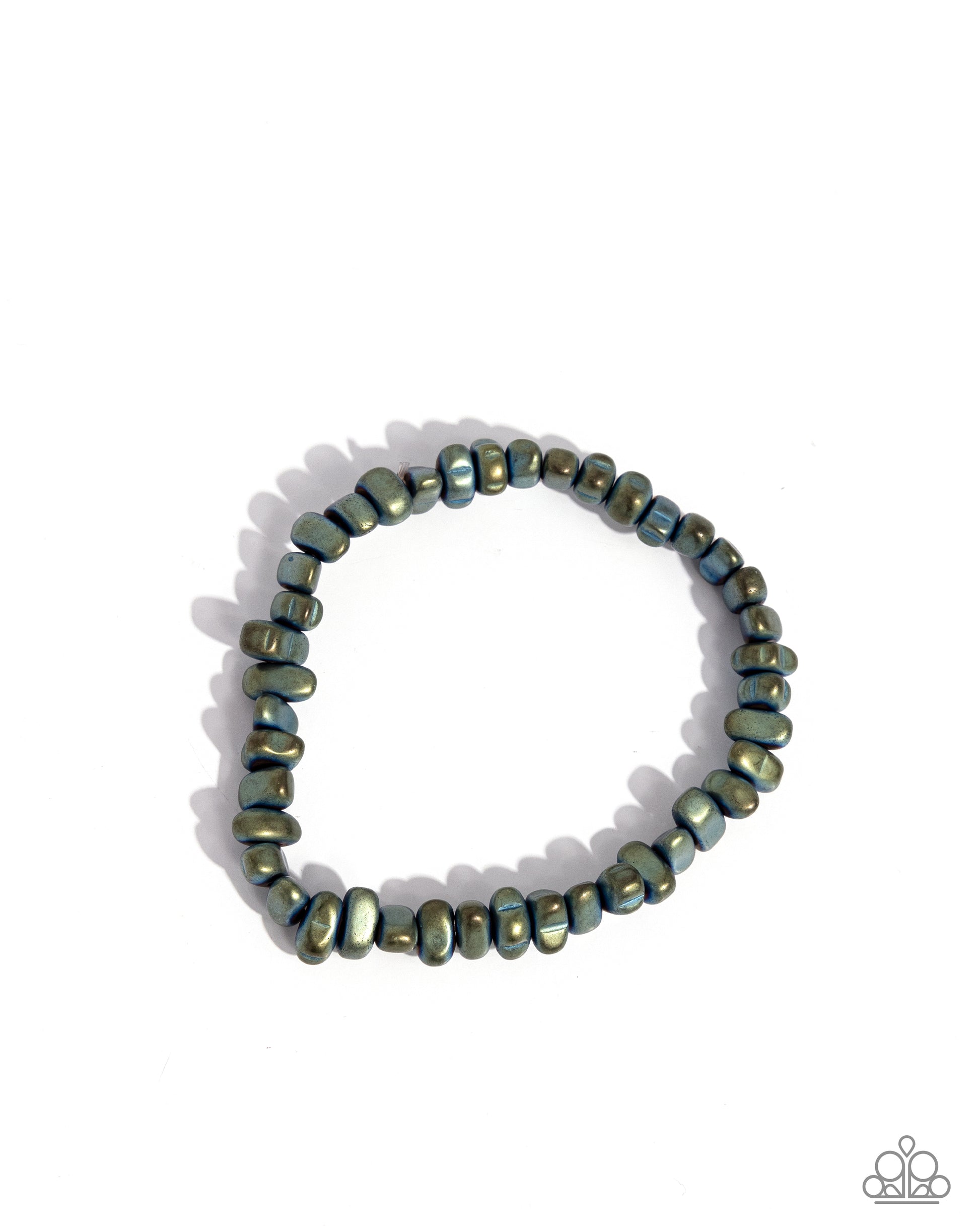 <p>Infused along an elastic stretchy band, a collection of matte green pebbles loops around the wrist for an unapologetically urban statement.</p> <p><i>Sold as one individual bracelet.</i></p>