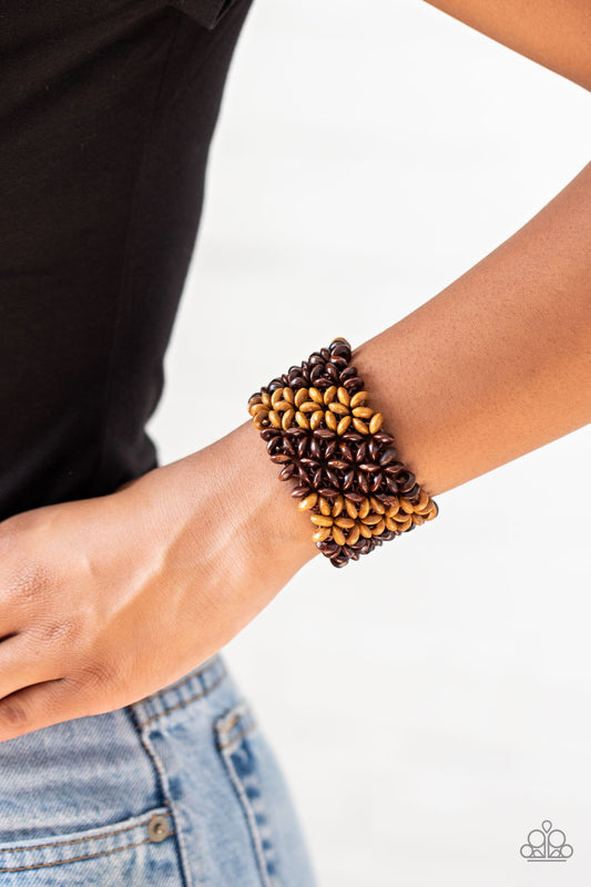 Paparazzi Accessories - Island Expression Brown Wood Bracelet One and Done