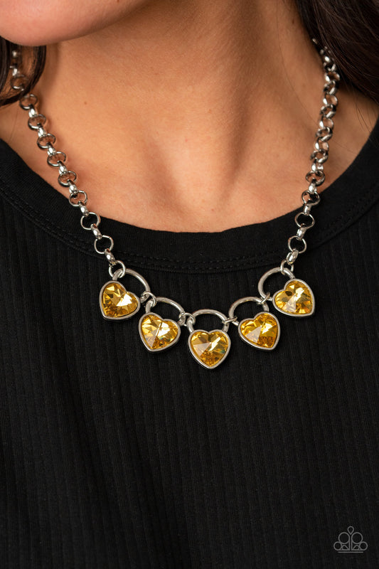 Paparazzi Accessories HEART On Your Heels - Yellow Necklace 