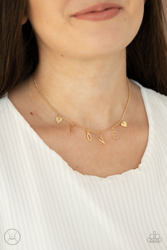    Love Conquers All - Gold Necklace Valentines