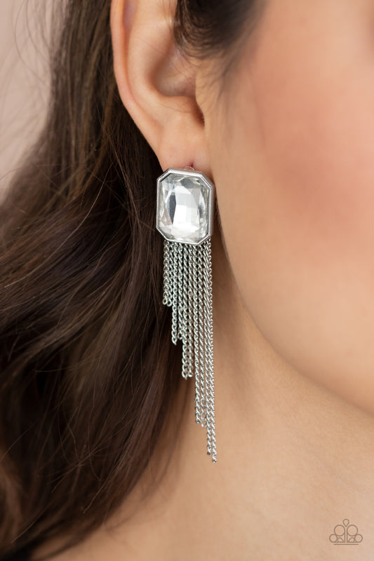 Paparazzi Accessories Save for a REIGNy Day - White Earring Formal