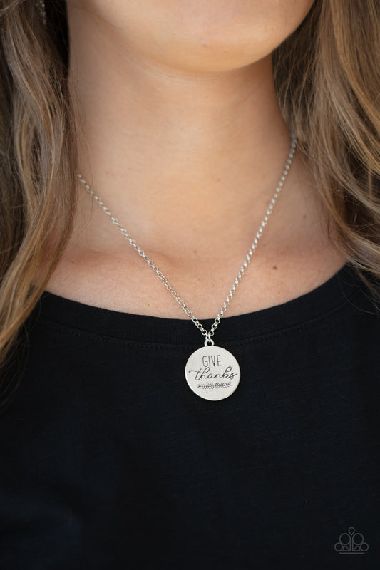 Paparazzi Accessories Give Thanks - Silver Necklace Inspirational