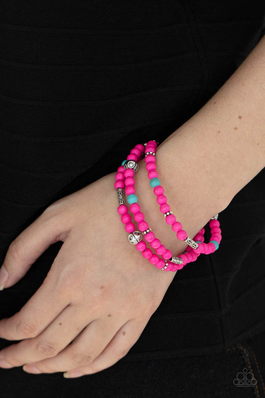 Paparazzi Accessories Desert Decorum - Pink Bracelet