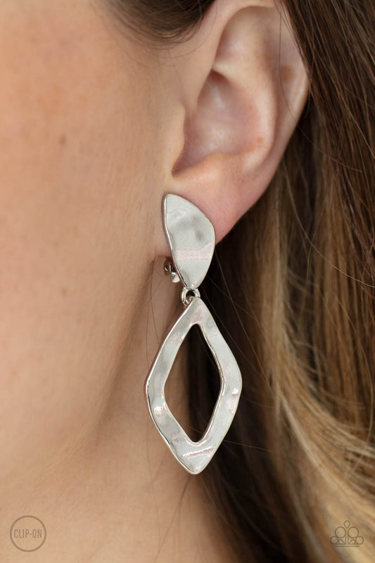 Paparazzi Accessories Industrial Gallery - Silver Clip On Earring