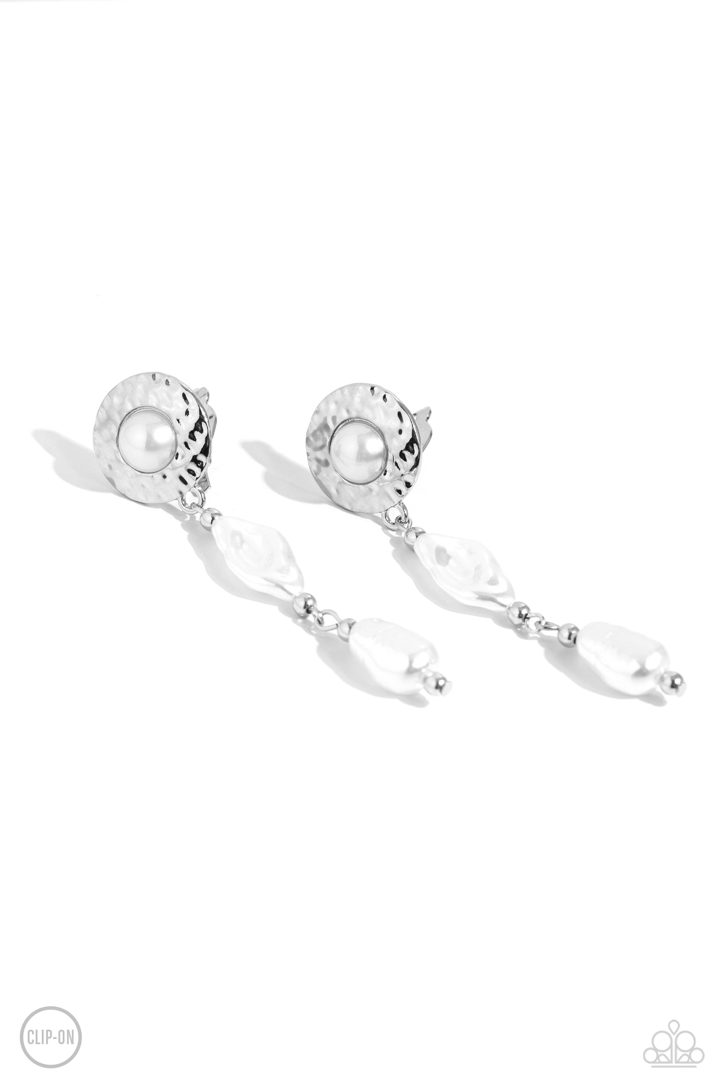 Paparazzi Accessories - Modest MVP - White Pearl Clip On Earring