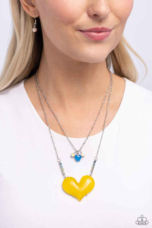 Paparazzi Accessories - Heart-Racing Recognition - Yellow Necklace Valentines