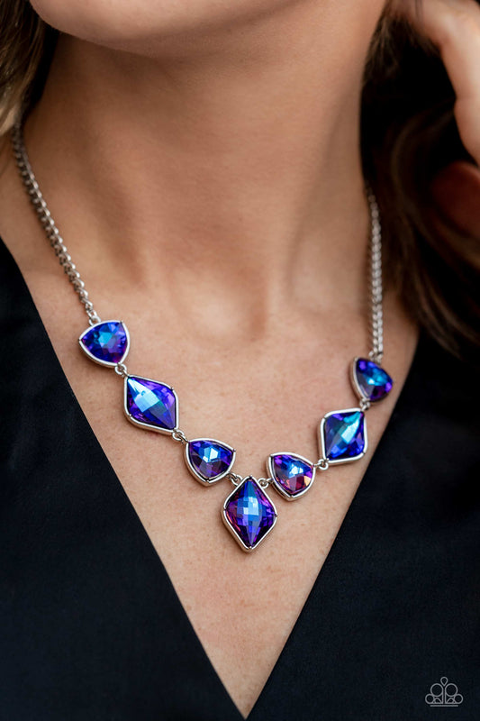 Paparazzi Accessories - Glittering Geometrics Purple Necklace Life Of The Party December 2022